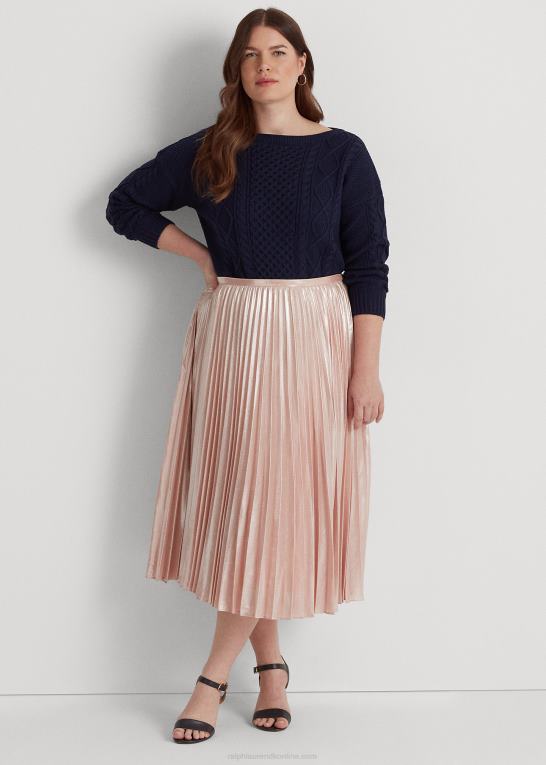 lyserød Kvinder Ralph Lauren plisseret metallisk chiffon nederdel Z426B4679