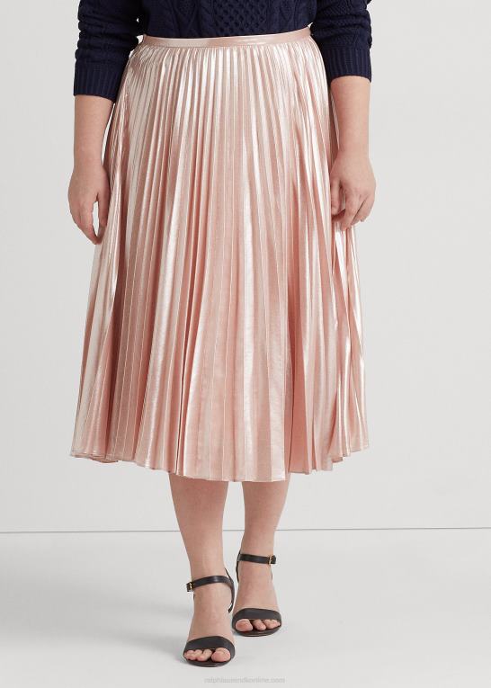 lyserød Kvinder Ralph Lauren plisseret metallisk chiffon nederdel Z426B4679