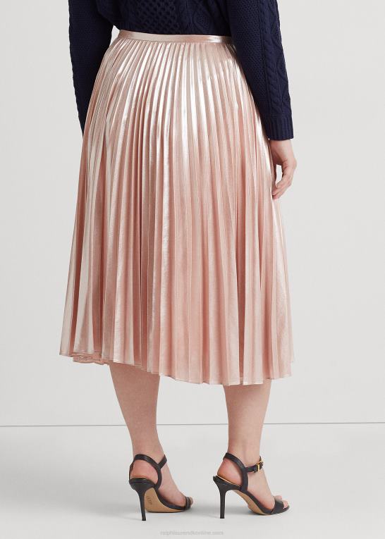 lyserød Kvinder Ralph Lauren plisseret metallisk chiffon nederdel Z426B4679