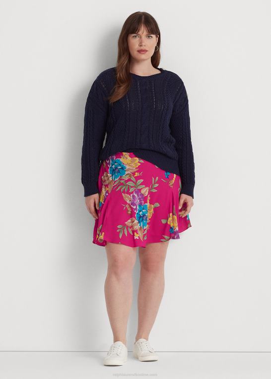 lyserød multi Kvinder Ralph Lauren blomstret georgette nederdel Z426B4563