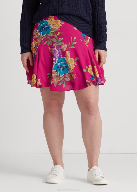 lyserød multi Kvinder Ralph Lauren blomstret georgette nederdel Z426B4563
