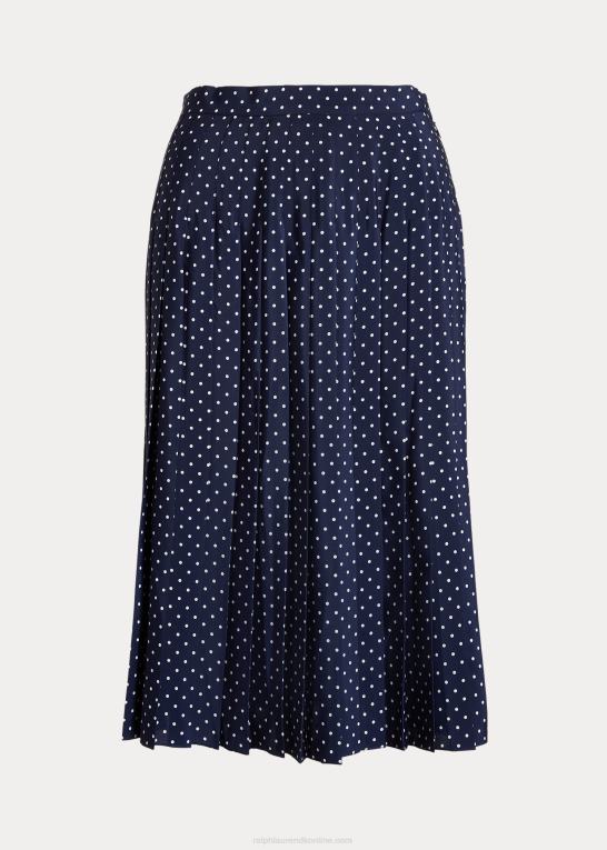 marineblå/creme Kvinder Ralph Lauren plisseret crepe-nederdel Z426B4024
