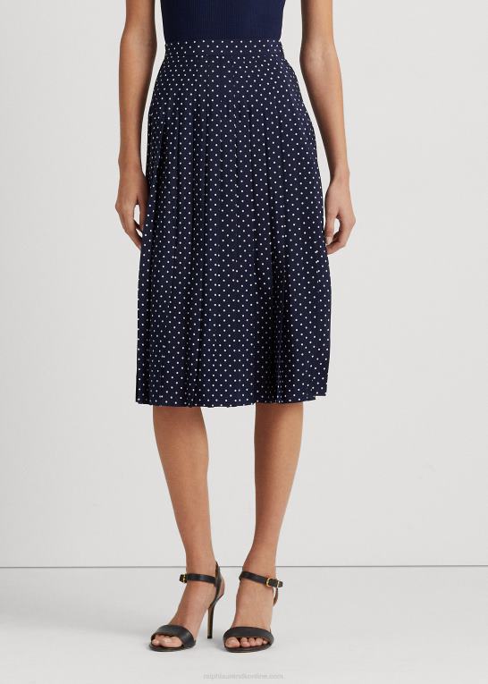 marineblå/creme Kvinder Ralph Lauren plisseret crepe-nederdel Z426B4024