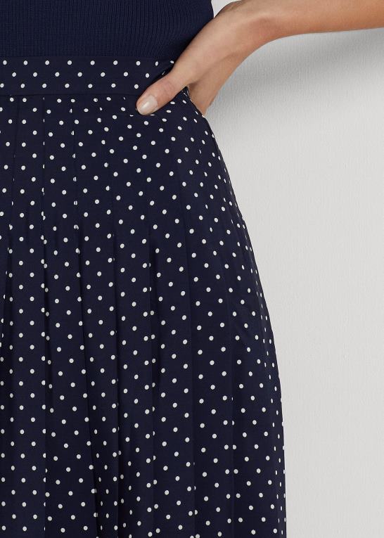 marineblå/creme Kvinder Ralph Lauren plisseret crepe-nederdel Z426B4024