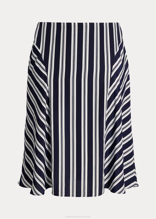 marineblå/hvid Kvinder Ralph Lauren stribet crepe nederdel Z426B4802