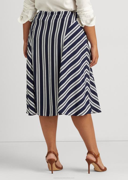marineblå/hvid Kvinder Ralph Lauren stribet crepe nederdel Z426B4802