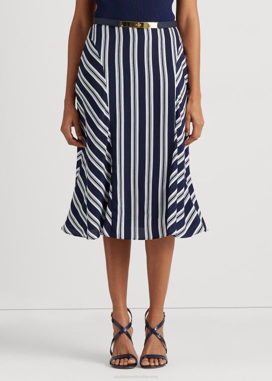 marineblå/hvid Kvinder Ralph Lauren stribet crepe nederdel Z426B4868