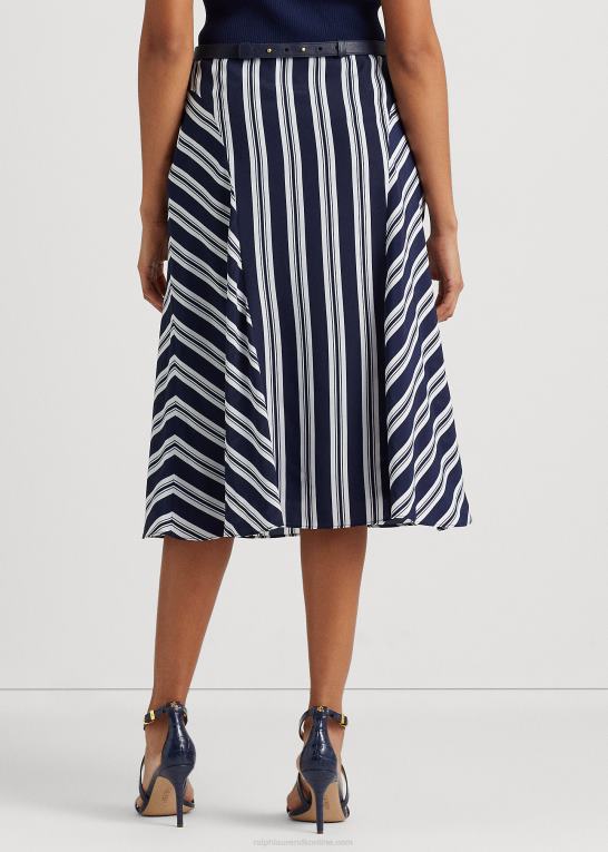 marineblå/hvid Kvinder Ralph Lauren stribet crepe nederdel Z426B4868