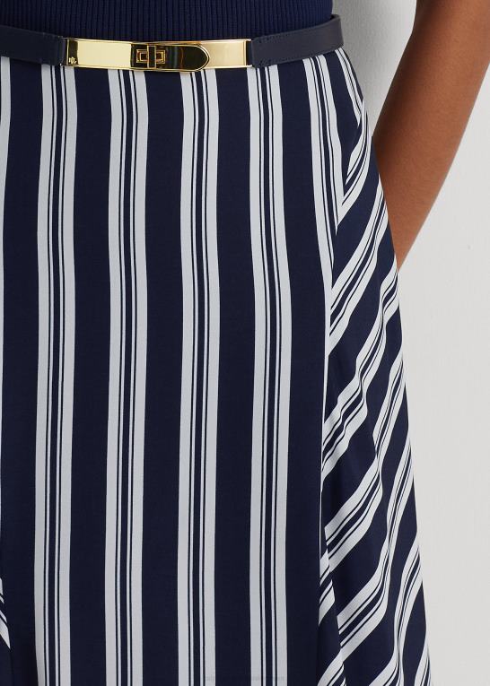 marineblå/hvid Kvinder Ralph Lauren stribet crepe nederdel Z426B4868