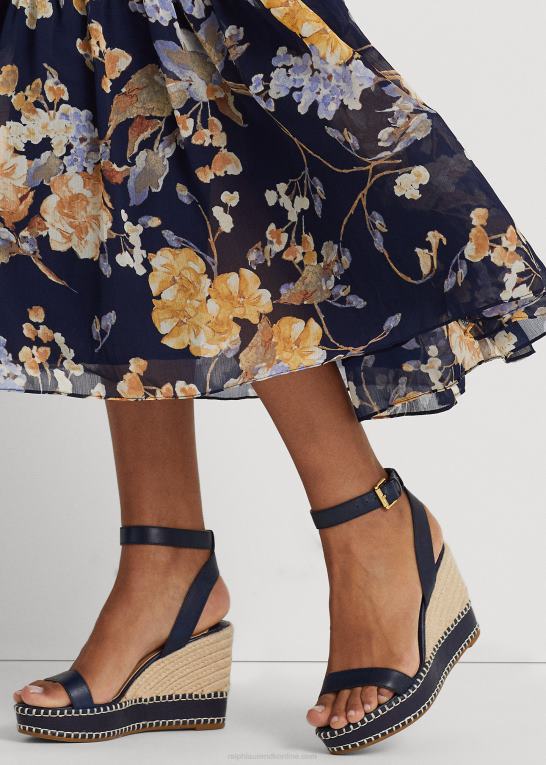 marineblå multi Kvinder Ralph Lauren floral crinkle georgette lagdelt nederdel Z426B4451