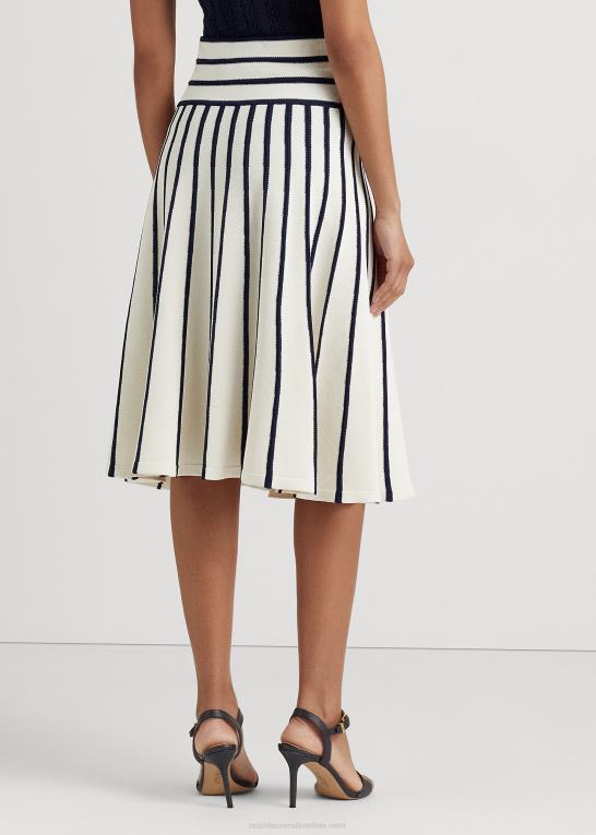 mascarpone creme/navy Kvinder Ralph Lauren stribet midi-nederdel Z426B4069