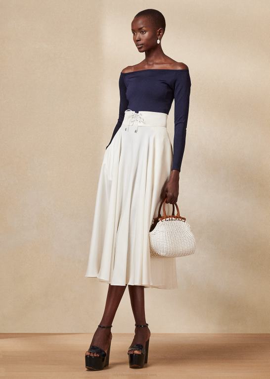 off white Kvinder Ralph Lauren abberton silke shantung nederdel Z426B3513
