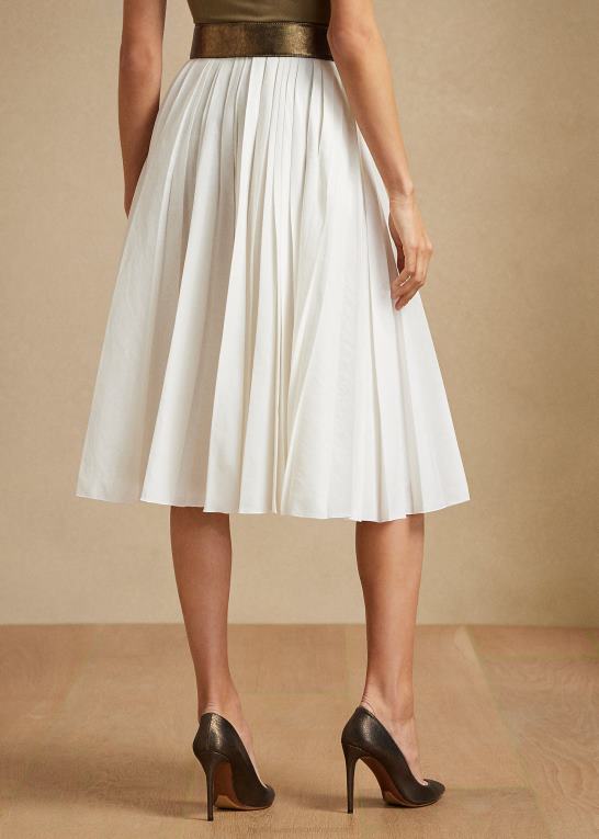 off white Kvinder Ralph Lauren arnav plisseret nederdel i hørblanding Z426B3593
