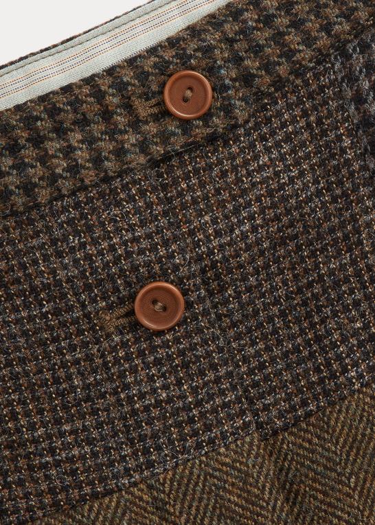 oliven/kul/tan multi Kvinder Ralph Lauren patchwork uld-bomuldsnederdel Z426B3677