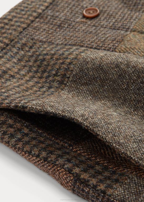 oliven/kul/tan multi Kvinder Ralph Lauren patchwork uld-bomuldsnederdel Z426B3677