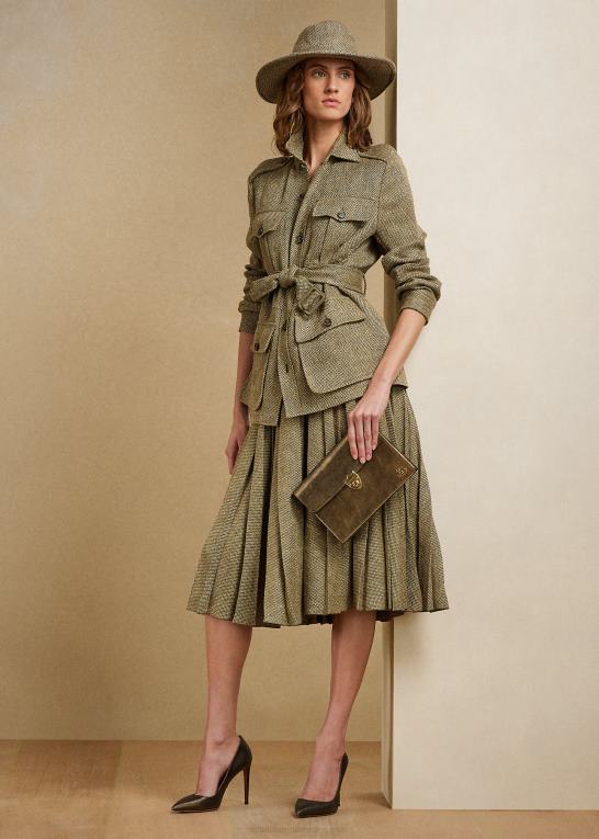 oliven/tan Kvinder Ralph Lauren arnav plisseret nederdel med brudtwill Z426B9309