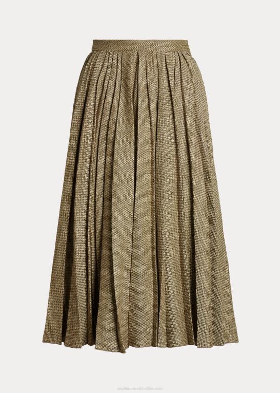 oliven/tan Kvinder Ralph Lauren arnav plisseret nederdel med brudtwill Z426B9309