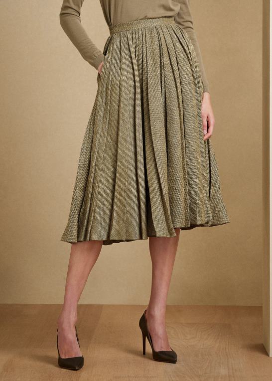 oliven/tan Kvinder Ralph Lauren arnav plisseret nederdel med brudtwill Z426B9309