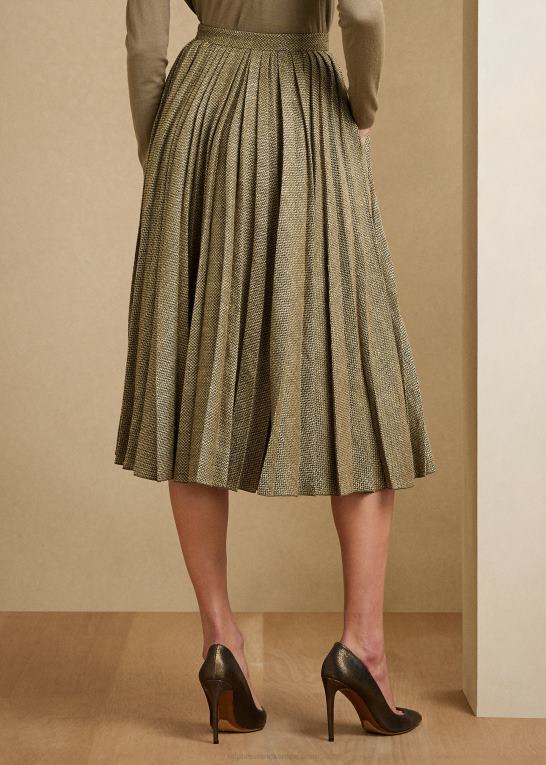 oliven/tan Kvinder Ralph Lauren arnav plisseret nederdel med brudtwill Z426B9309