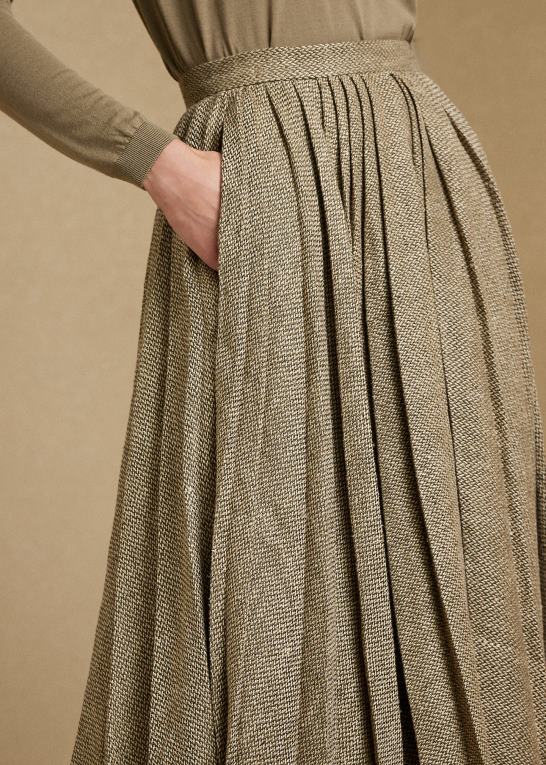 oliven/tan Kvinder Ralph Lauren arnav plisseret nederdel med brudtwill Z426B9309