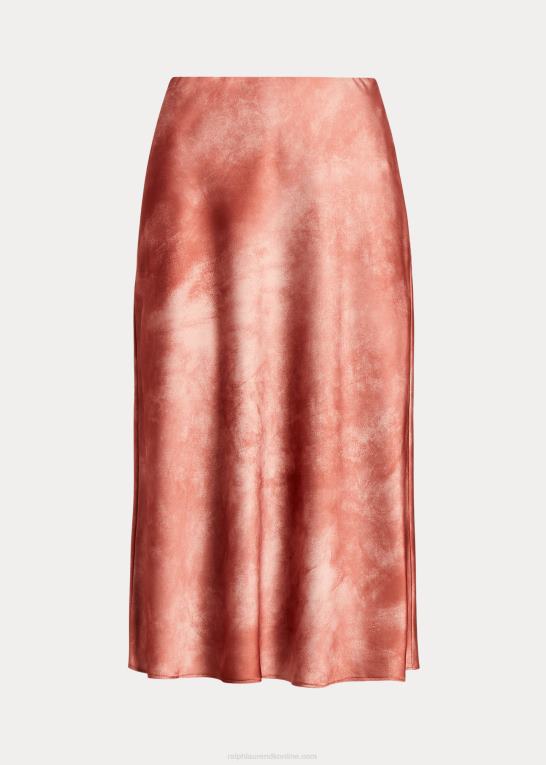 rød solsten multi Kvinder Ralph Lauren tie-dye-print satin nederdel Z426B4307