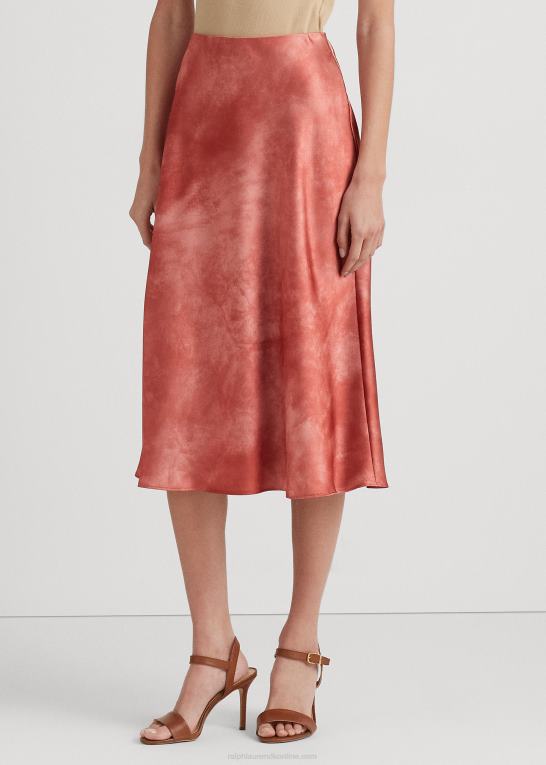 rød solsten multi Kvinder Ralph Lauren tie-dye-print satin nederdel Z426B4307