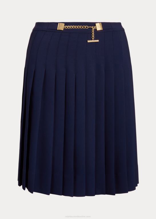 raffineret flåde Kvinder Ralph Lauren plisseret georgette nederdel Z426B3974