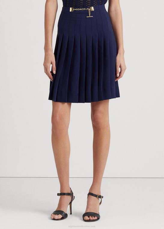 raffineret flåde Kvinder Ralph Lauren plisseret georgette nederdel Z426B3974
