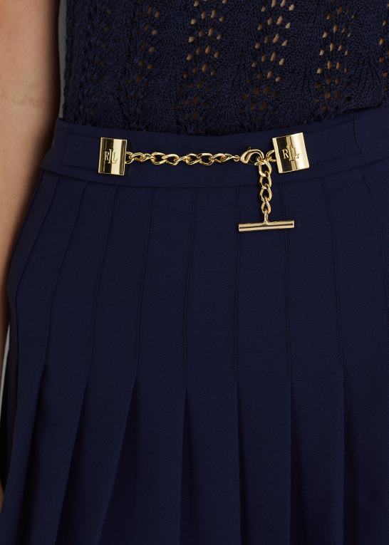 raffineret flåde Kvinder Ralph Lauren plisseret georgette nederdel Z426B3974