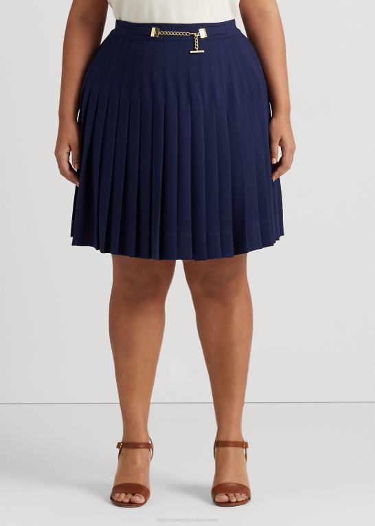 raffineret flåde Kvinder Ralph Lauren plisseret georgette nederdel Z426B4595