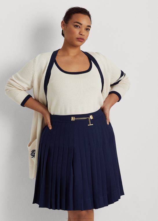 raffineret flåde Kvinder Ralph Lauren plisseret georgette nederdel Z426B4595
