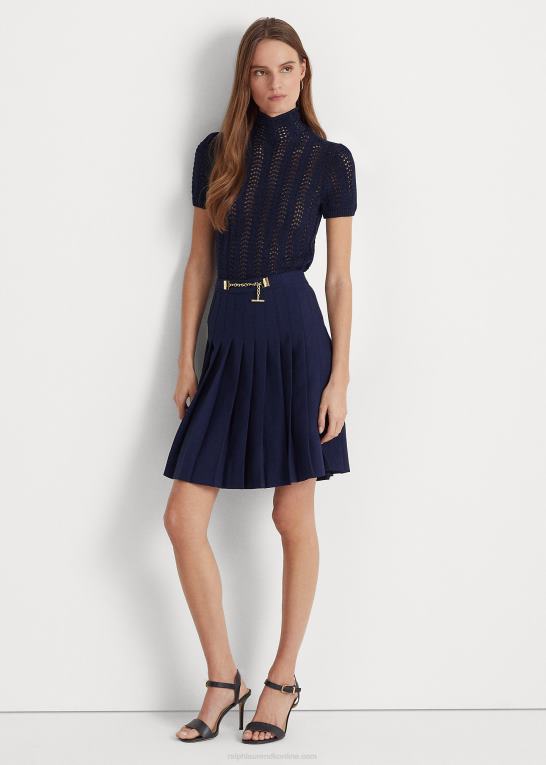 raffineret flåde Kvinder Ralph Lauren plisseret georgette nederdel Z426B4842
