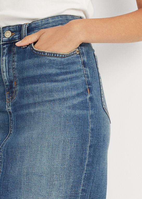 solnedgang indigo vask Kvinder Ralph Lauren denim nederdel Z426B4011