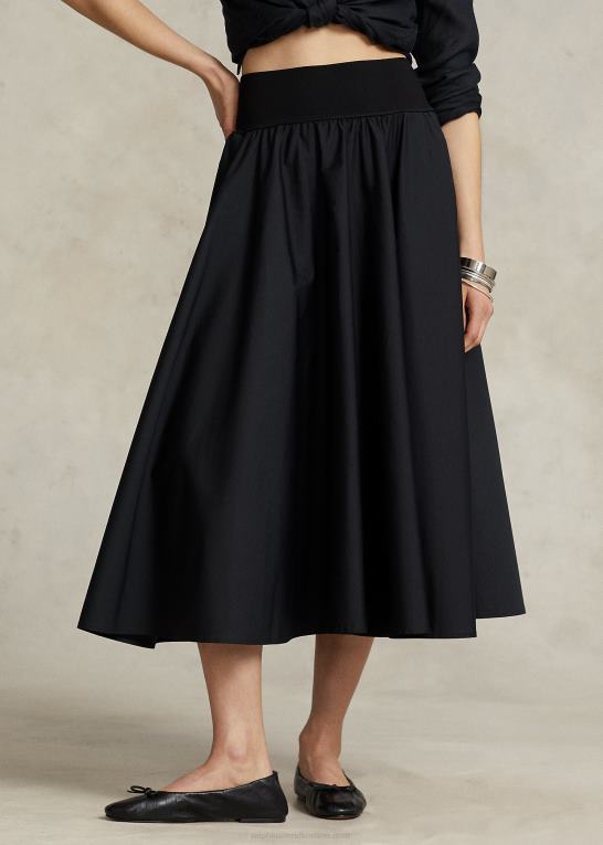 sort Kvinder Ralph Lauren a-line nederdel med rynket åg Z426B2961