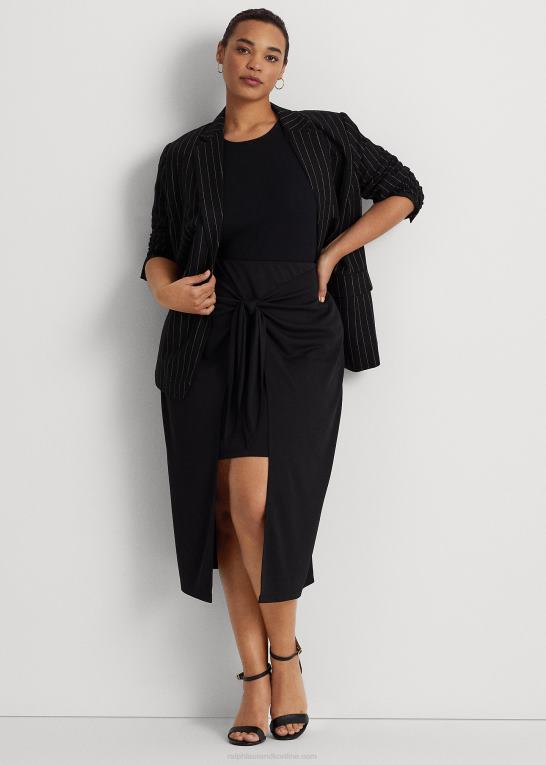 sort Kvinder Ralph Lauren midi-nederdel i stretch-jersey foran Z426B4567