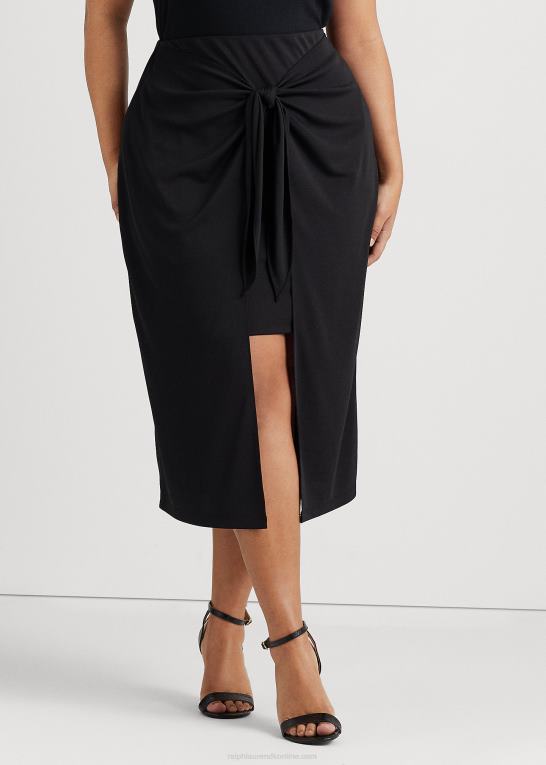 sort Kvinder Ralph Lauren midi-nederdel i stretch-jersey foran Z426B4567