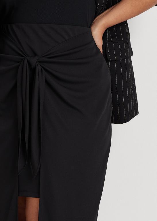 sort Kvinder Ralph Lauren midi-nederdel i stretch-jersey foran Z426B4567