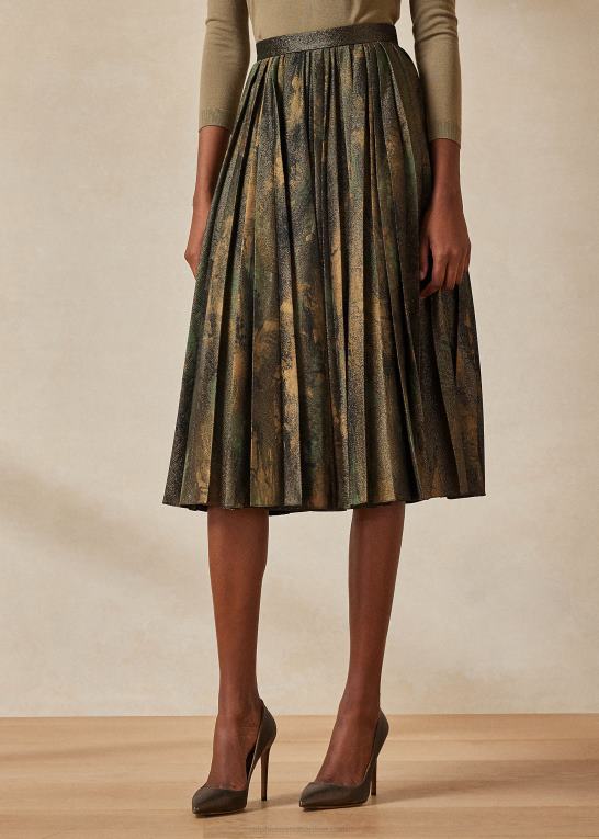 sort/bronze Kvinder Ralph Lauren arnav plisseret håndmalet nederdel Z426B9292