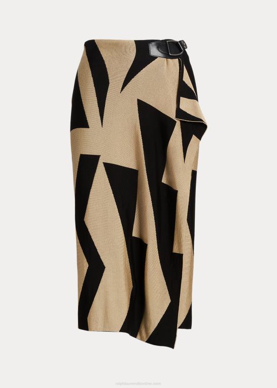 sort/tan Kvinder Ralph Lauren geo-print blyantnederdel i bomuldsblanding Z426B4154
