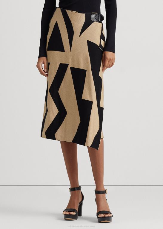 sort/tan Kvinder Ralph Lauren geo-print blyantnederdel i bomuldsblanding Z426B4467