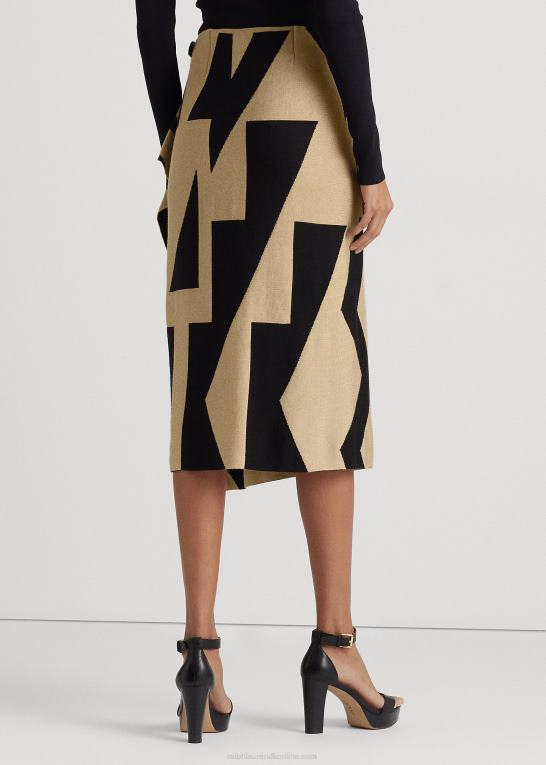 sort/tan Kvinder Ralph Lauren geo-print blyantnederdel i bomuldsblanding Z426B4467