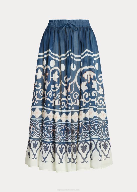 spring cruise print Kvinder Ralph Lauren print med perler i voile a-line nederdel Z426B3052