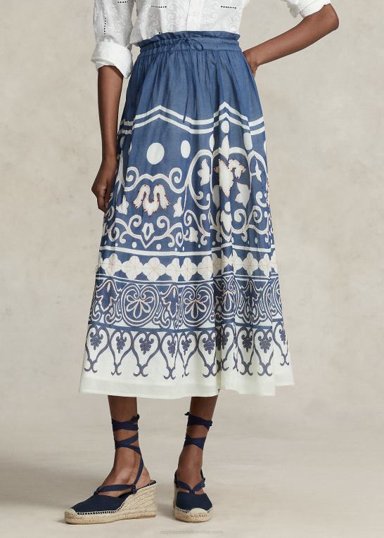 spring cruise print Kvinder Ralph Lauren print med perler i voile a-line nederdel Z426B3052