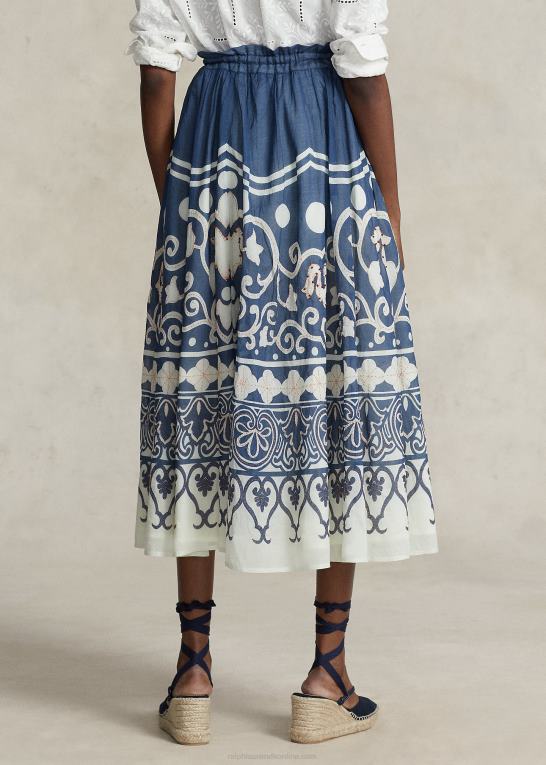 spring cruise print Kvinder Ralph Lauren print med perler i voile a-line nederdel Z426B3052