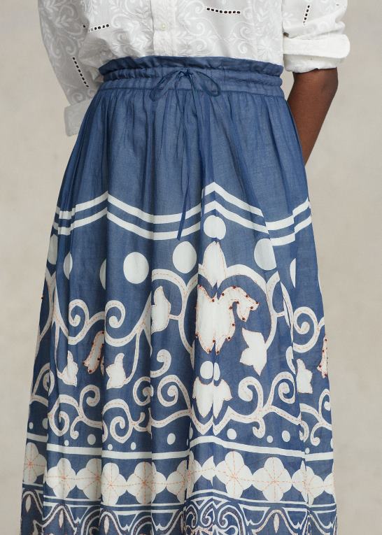 spring cruise print Kvinder Ralph Lauren print med perler i voile a-line nederdel Z426B3052