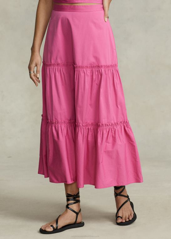 varm fuschia Kvinder Ralph Lauren a-linet bomuldsnederdel Z426B2990
