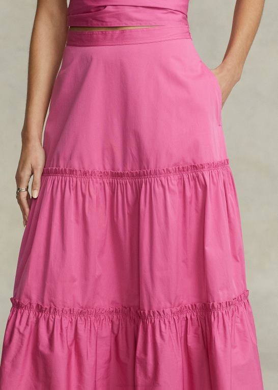 varm fuschia Kvinder Ralph Lauren a-linet bomuldsnederdel Z426B2990