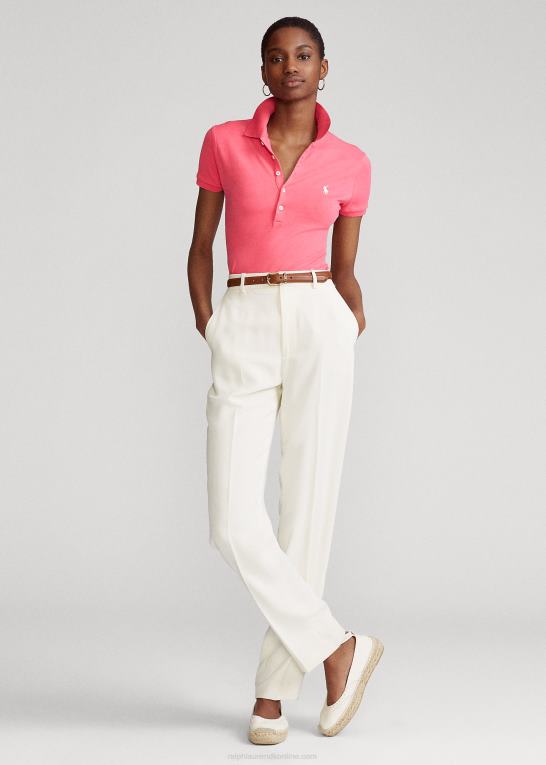 Hot pink Kvinder Ralph Lauren slim fit stretch poloshirt Z426B3243
