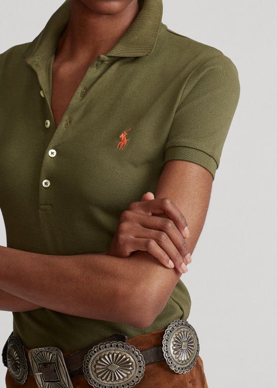 baldakin oliven Kvinder Ralph Lauren slim fit stretch poloshirt Z426B3259
