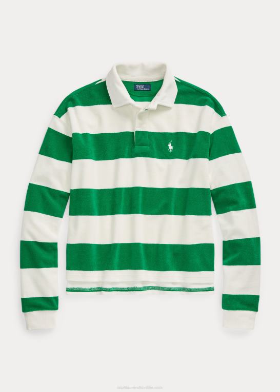 billard/dækvask hvid Kvinder Ralph Lauren stribet cropped jersey rugby skjorte Z426B2935